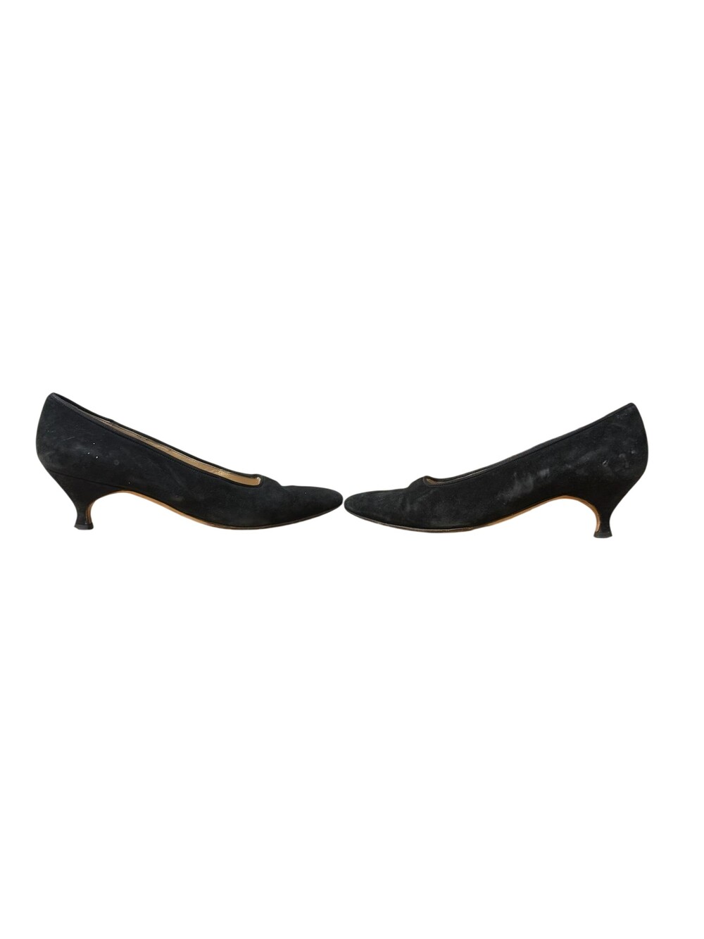 Manolo Blahnik Pumps Womens Size 7 Black Suede Pointed Toe Kitten Heel Italy
